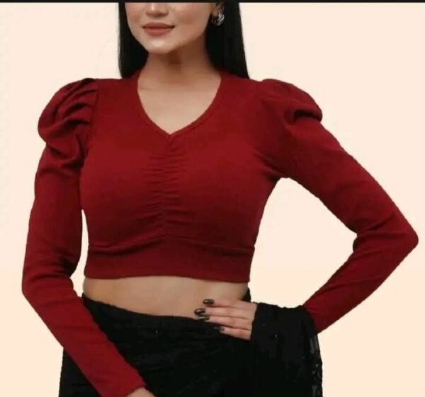 স্টাইলিশ লং স্লিভ ক্রপ টপ